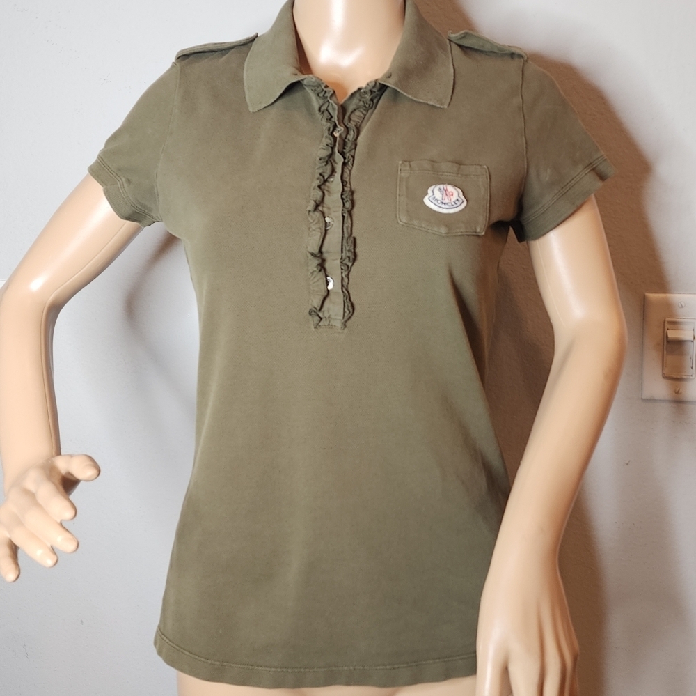 Moncler Green Polo Size Small Vintage 90s Y2K